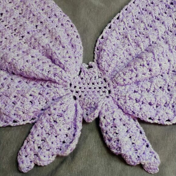 Handmade Crochet Butterfly Crop Top Boho Festival Halter Bralette Purple XS-XL - Picture 9 of 14